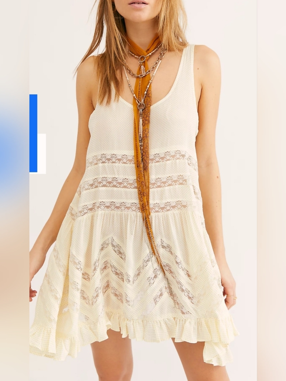 Free People Intimately Viole and Lace Trapeze Slip Dress in Tea